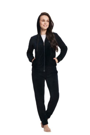 Dres damski 309 czarny XXL welurowy rozpinany z kapturem