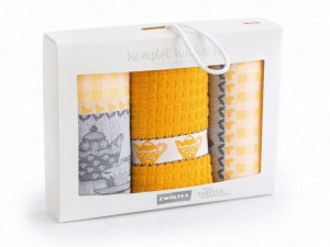 Komplet ścierek kuchennych 3szt Podwieczorek musztardowy w pudełku