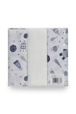 Komplet pieluch muślinowych 3 szt 70x80 2 szt kosmos 1 szt tetrowa Muslin