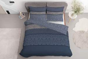 Pościel satynowa 140x200 niebieska glamour pasy 3828 B Home Satin 77