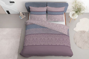 Pościel satynowa 140x200 pudrowa różowa glamour pasy 3828 A Home Satin 77