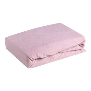 Prześcieradło frotte z gumką 90x200 różowe pudrowe 170 g/m2 na materac 20 c
