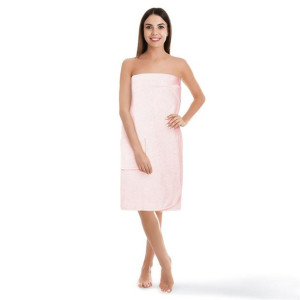 Ręcznik damski do sauny Pareo L/XL pudrowy frotte bawełniany