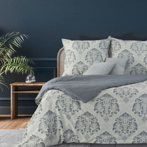 Pościel bawełniana 220x200 Palermo 10 szara niebieska Glamour bawełniana z