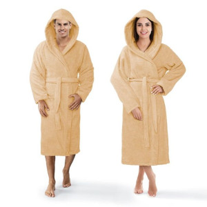 Szlafrok z kapturem frotte Robin L/XL beżowy bawełniany hotelowy 450g/m2
