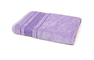 Ręcznik Luksor 50x90 fioletowy frotte 500 g/m2 jednobarwny z bordiurą o geo