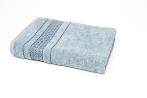 Ręcznik Luksor 50x90 turkusowy frotte 500 g/m2 jednobarwny z bordiurą o geo