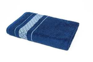 Ręcznik Luksor 50x90 granatowy frotte 500 g/m2 jednobarwny z bordiurą o geo