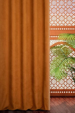 Zasłona 140x270 Morocco 5 ceglasta gotowa na taśmie z miekkiej welurowej o