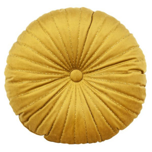 Poduszka dekoracyjna 40 cm Velvet musztardowa welurowa okrągła Eurofirany