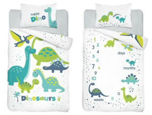 Pościel bambusowa 90x120 3948 A Dino dinozaury turkusowa zielona mam już ty