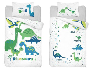 Pościel bambusowa 90x120 3948 B Dino dinozaury zielona niebieska mam już ty