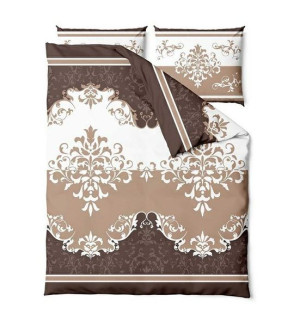 Pościel satynowa 220x200 Palace beżowa brązowa ornamenty Satin Home 1