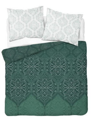 Pościel bawełniana 220x200 zielona butelkowa ornamenty 3497 B Bawełna 5