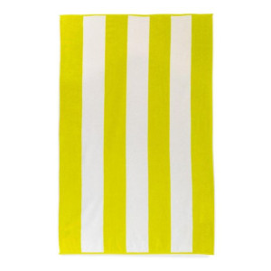 Ręcznik plażowy 100x160 Neon seledynowy biały pasy bawełniany frotte plaża