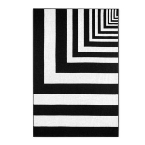 Ręcznik plażowy 100x160 3D czarny biały geometria pasy bawełniany frotte pl