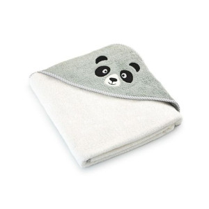 Okrycie kąpielowe niemowlęce 90x90 Panda Alabaster-5730 ekri szare frotte r