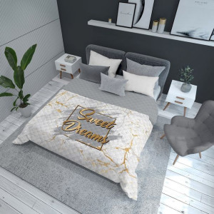Narzuta dekoracyjna 170x210 Sweet Dreams biała złota szara marmur K_57 112