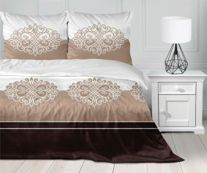 Pościel satynowa 220x200 Borgo beżowa brązowa ornamenty Frotex 1