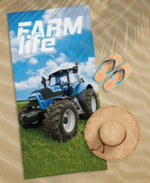 Ręcznik plażowy 70x140 traktor niebieski zielony 68_BT plaża 12