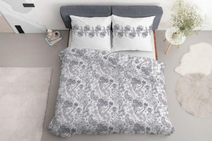 Pościel satynowa 160x200 Paisley biała szara różowa pudrowa 4039 B Home Sat