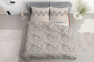 Pościel satynowa 160x200 Paisley beżowa niebieska 4039 A Home Satin 120