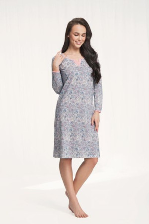 Koszula damska 062  XL niebieska różowa paisley krótka długi rękaw Luna
