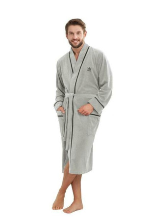 Szlafrok męski 852 XXL szary jasny welurowy długi
