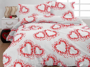 Pościel bawełniana 160x200 Sarlot biała czerwona serca Love Cottonlove Excl