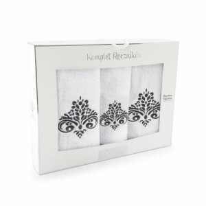 Komplet ręczników 3szt. Sułtan biały ornament 8462/k11 w pudełku Zwoltex