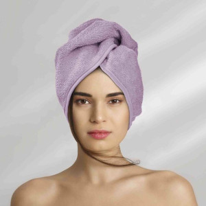 Turban do włosów Button liliowy kąpielowy ręcznik frotte