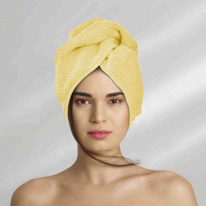 Turban do włosów Button musztardowy kąpielowy ręcznik frotte