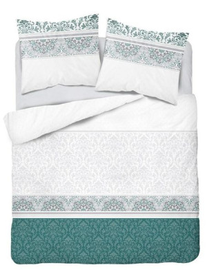 Pościel flanelowa 160x200 Ornamenty szara zielona 4148 B Flanela 2022