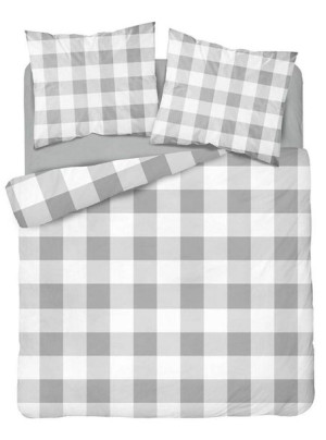 Pościel flanelowa 160x200 Krata szara biała 3840 A Flanela 2022