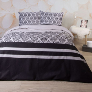 Pościel flanelowa 220x200 Ornamenty szara czarna 31494/1 Flanela 3 Darymex