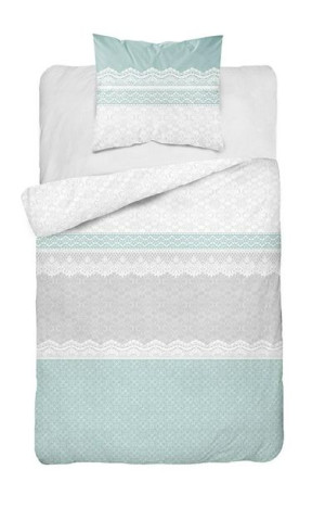 Pościel bawełniana 140x200 glamour ornamenty pasy miętowa 3834 B Bawełna 88
