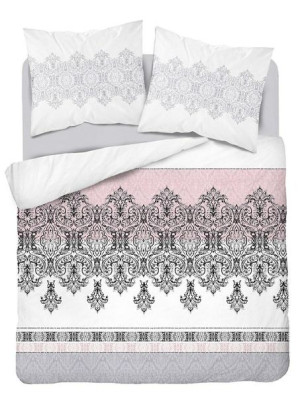 Pościel bawełniana 220x200 Glamour biała różowa ornamenty orientalna 3833 A