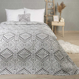 Narzuta dekoracyjna 200x220 Tarik biała czarna geometryczna Darymex