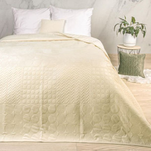 Narzuta dekoracyjna 240x220 Elegant kremowa welurowa geometryczna dwustronn