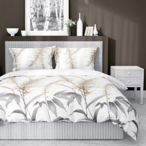 Pościel satynowa 180x200 beżowa szara kwiaty 4246 B Home Satin 11