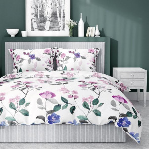 Pościel satynowa 160x200 fioletowa kwiaty 4242 B Home Satin 11