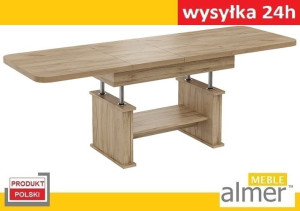 Ławostół L15 podnoszony rozkładany DĄB WOTAN 130(+2x40)x80 w60(+15)