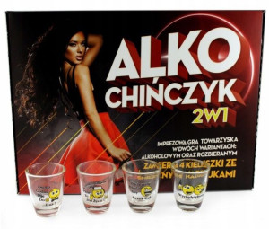 Gra Alko-chińczyk Imprezowa 2w1 + 4 Kieliszki