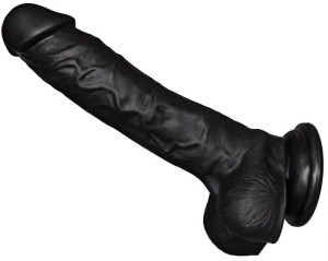 Dildo Z Przyssawka Ogromny Penis Z Jadrami Czarny