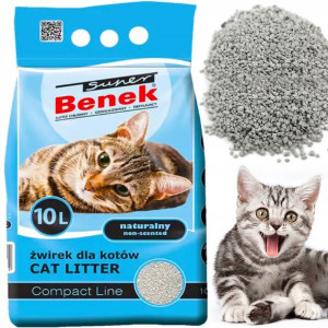 SUPER BENEK Żwirek dla kota NATURLANY compact 10l
