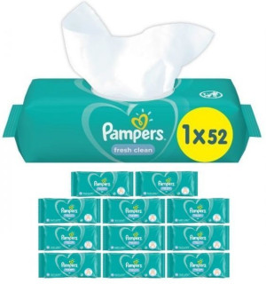 Chusteczki nawilżane Pampers Baby Fresh Clean (52 sztuki) x 12 sztuk