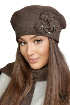BERET DAMSKI - wełniany - Kolor brązowy - SALIMA