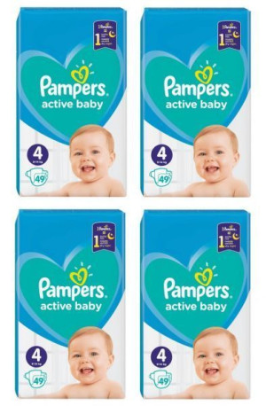 Pieluchy Pampers Active Baby 4 (4 x 49 sztuk)
