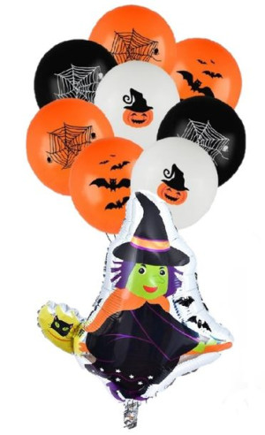 Zestaw Balonów Balon Halloween Wiedźma Jaga 9 Szt