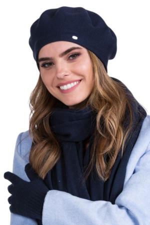 BERET DAMSKI - jakościowa przędza - kolor granatowy - INEZZ